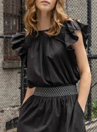 Lilla P - FLUTTER SLEEVE SEAMED TOP