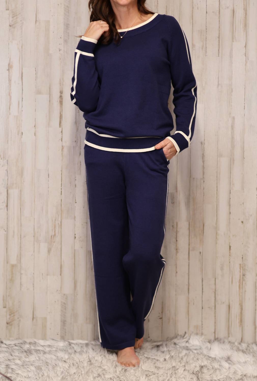 Joh Sabine Sweater Pant in blue - women's pants - alternate view