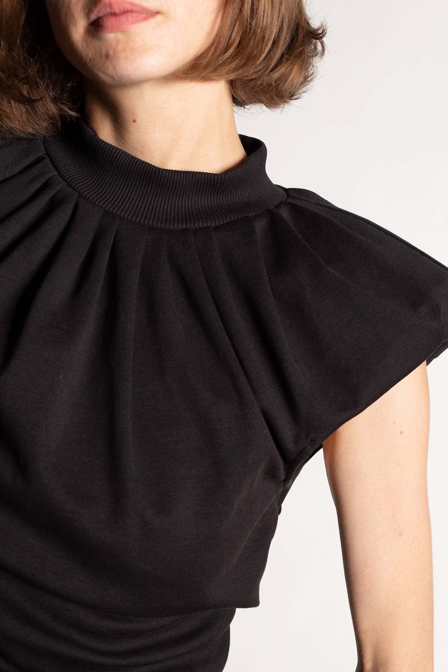 THE ATTICO Pre-loved Ruched Asymmetric Top in black - women's blouse - alternate view