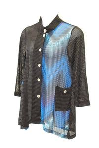 Aris A. - Mandarin Loose Weave Knit Jacket - PLUS