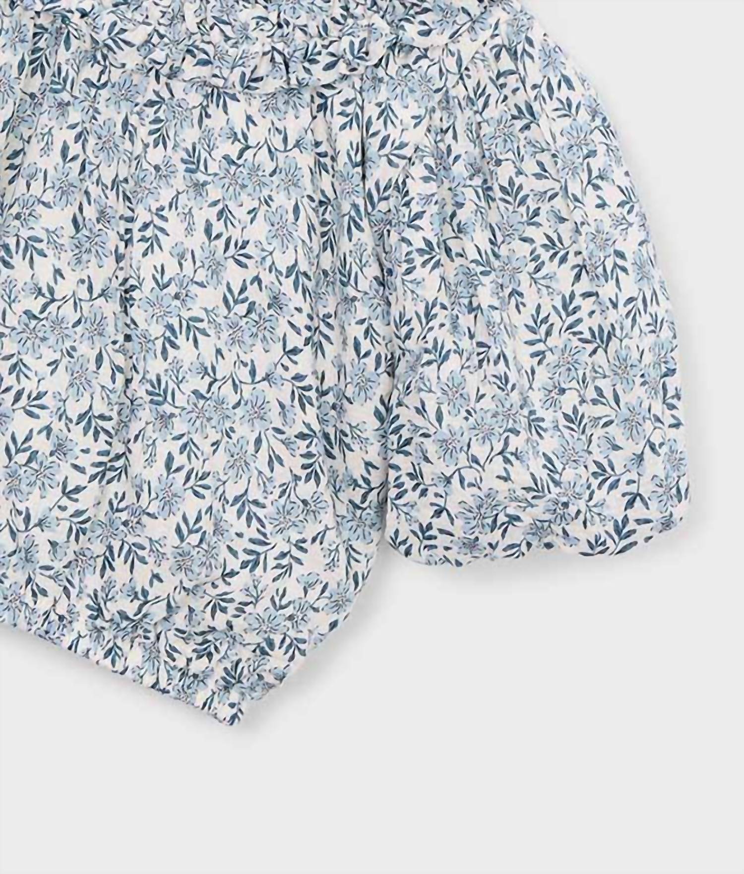 Mayoral Printed Floral Crop Top in sky blue - kids' blouse - view 4