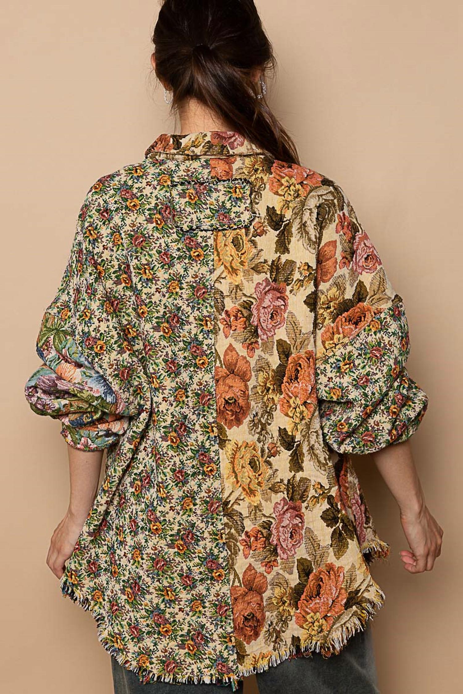 POL Shirt Jacket in floral - women's shirt - alternate view