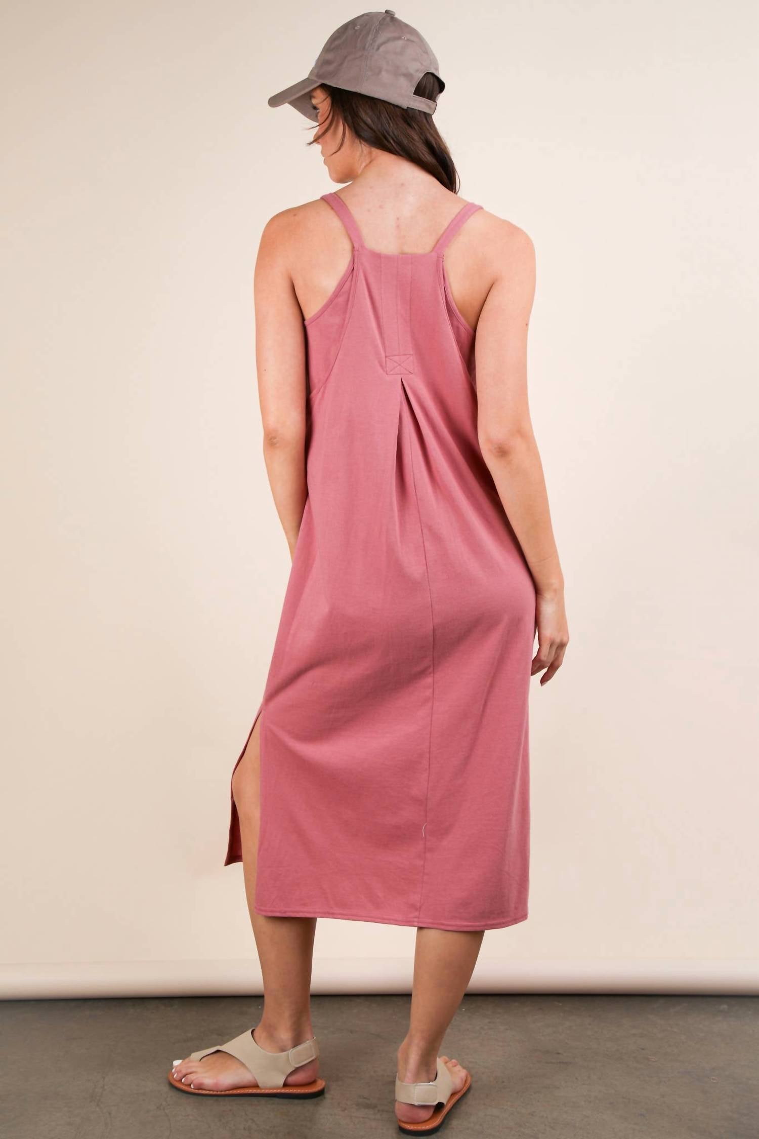 Very J - V-Neck Sleeveless Casual Comfy Midi Dress