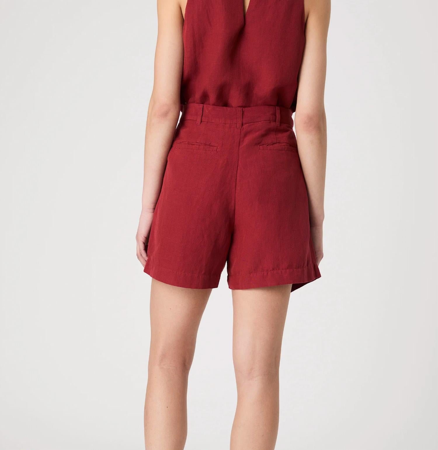 FRENCH CONNECTION Birdie Linen Walking Shorts in brick red - women's shorts - alternate view