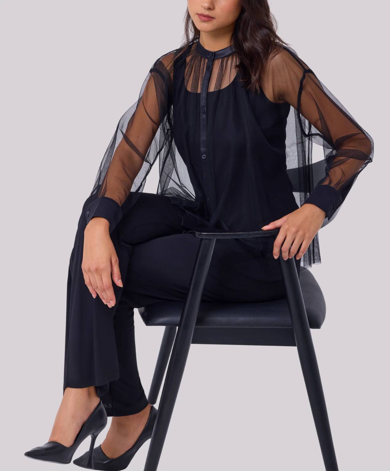 Angel Apparel - Sheer Long Sleeves Blouse