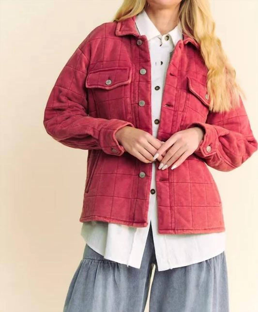 Davi & Dani - Quilted Button Down Shacket - Plus