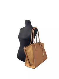 Michael Kors - Women's Avril Suede Leather Top Zip Satchel Bag Xl