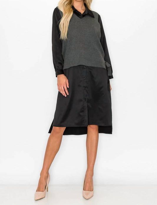Joh - Woven Shirt Dress with Detachable Sweater Knitted Vest