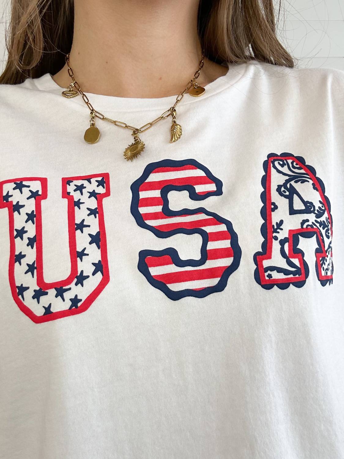 Kid Dangerous Patriotic Graphic Tee Top in white - women's t-shirt - alternate view