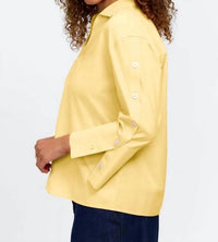 Foxcroft - Lainey Button 3/4 Sleeve Detail Popover Top