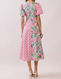 TCEC Bold Mixed Floral Pattern Midi Dress in pink - women's dress - view 4