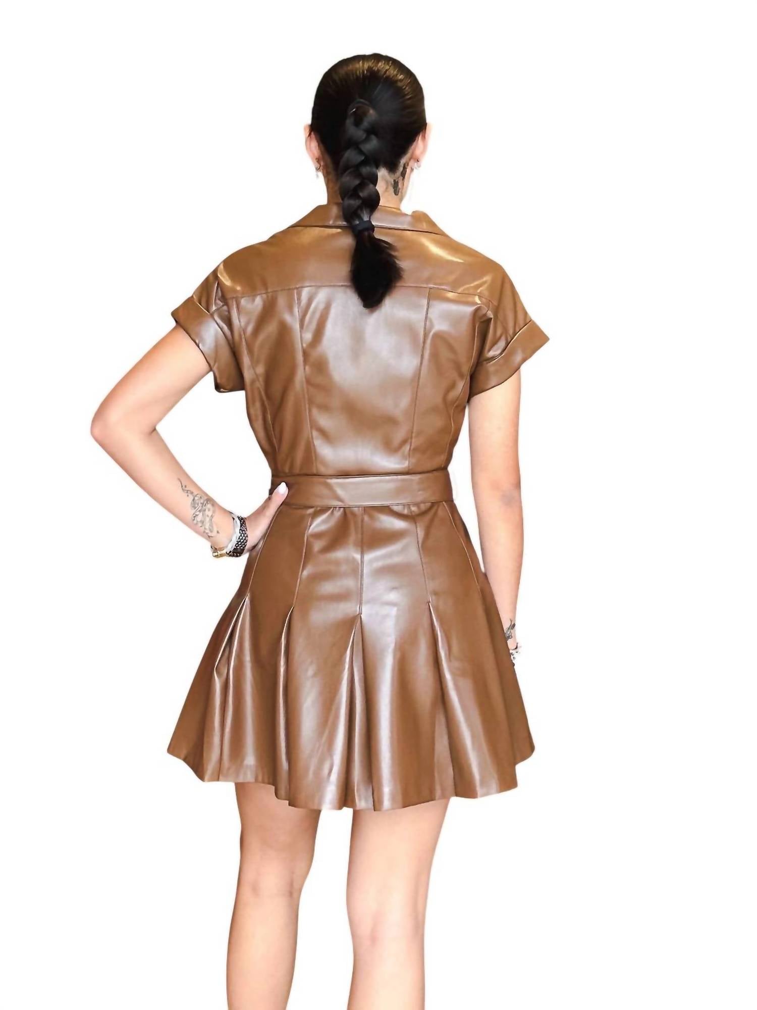 Sincerely Ours Corine Mini Dress in camel 1 - women's dress - detail view