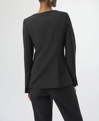 Joseph Ribkoff Fitted Long Sleeve Twill Jacket in black - women's jacket - detail view