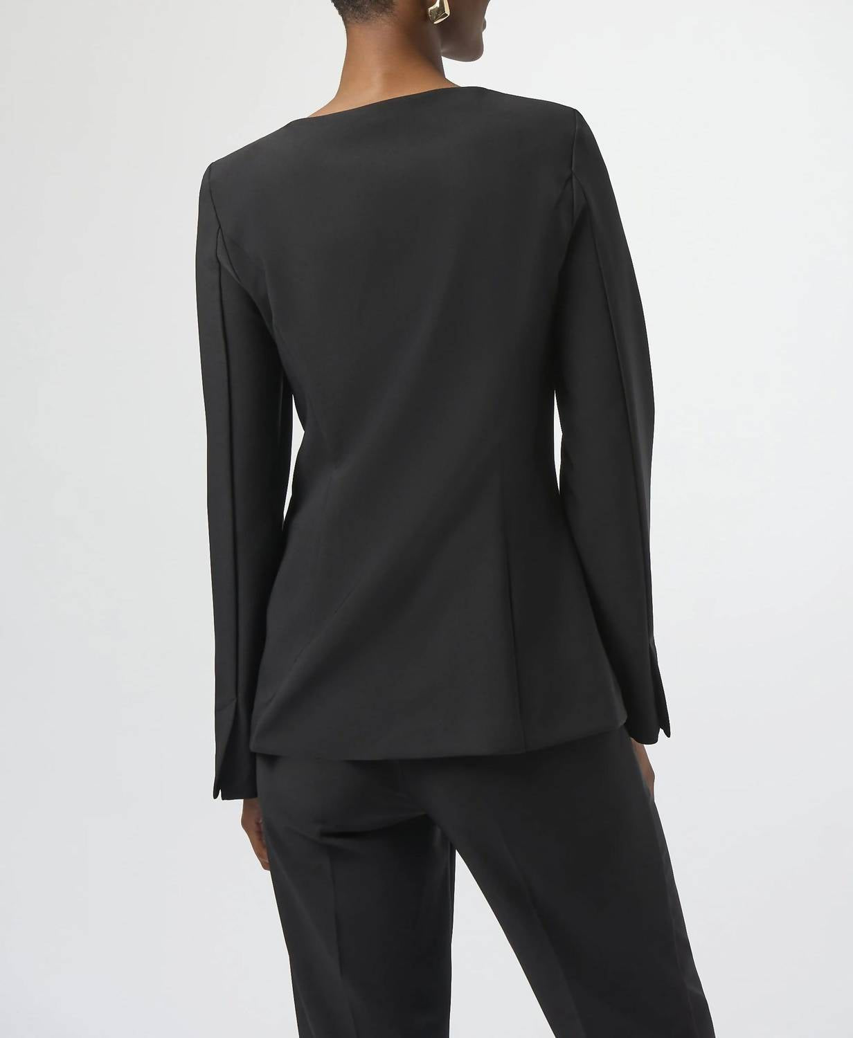 Joseph Ribkoff Fitted Long Sleeve Twill Jacket in black - women's jacket - detail view