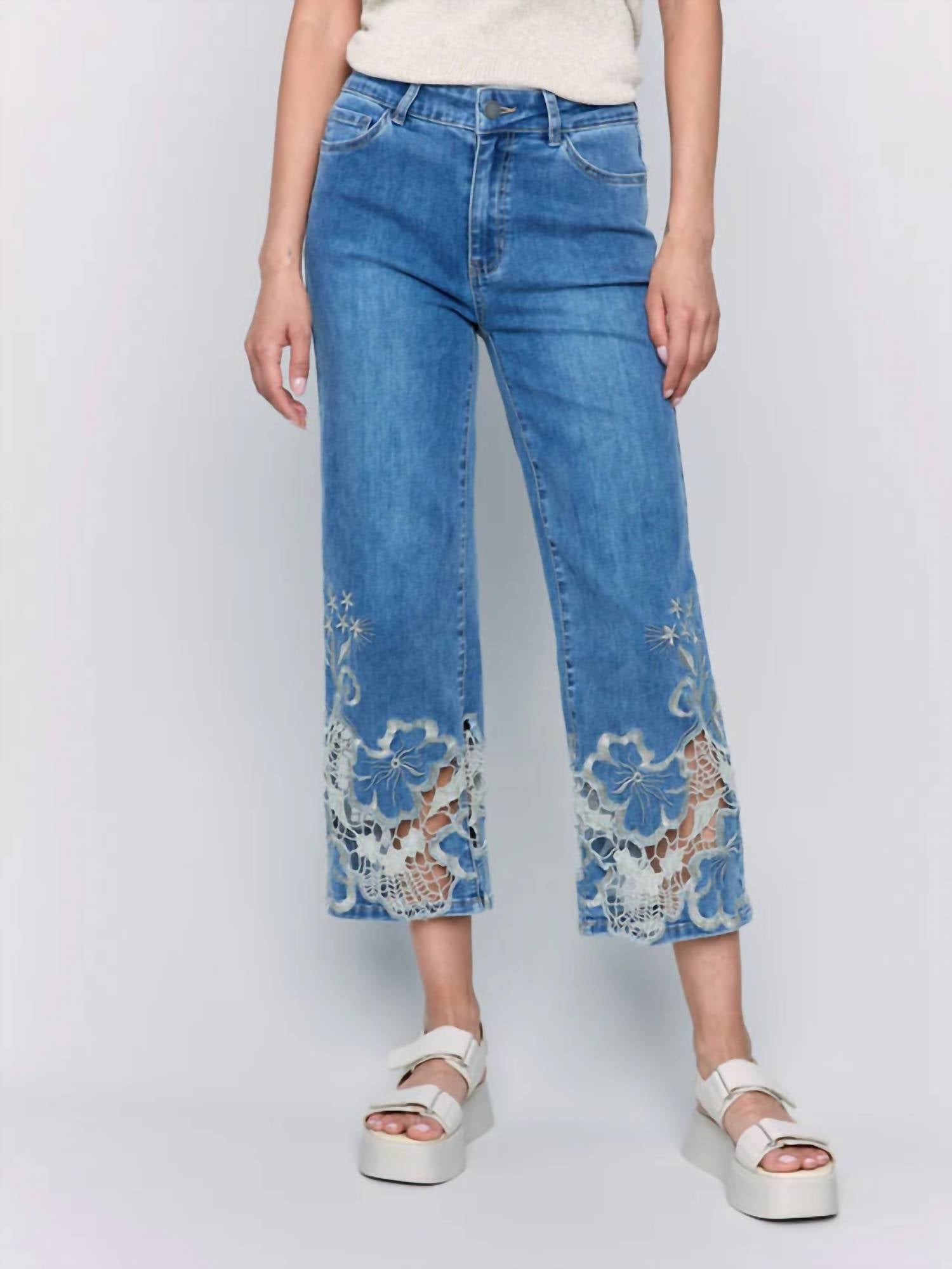 Charlie B - Women's Lace Cut Out Pant