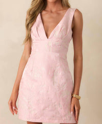 B.Right - Jackie Deep V Jacquard Mini Dress