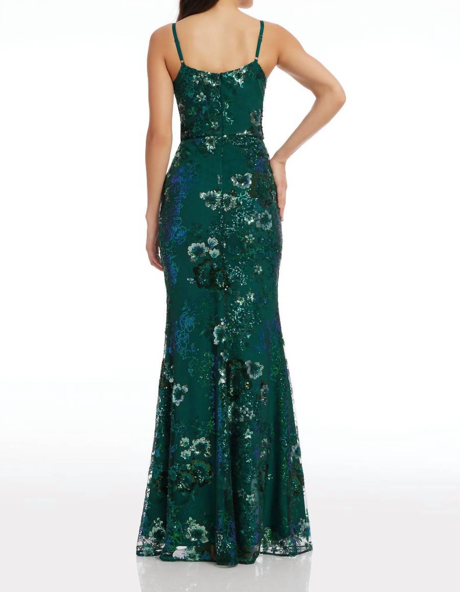 Dress The Population - Tori Floral Sequin Gown