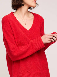 Gentle Fawn Tilda V Neck Sweater in red - women's sweater - alternate view