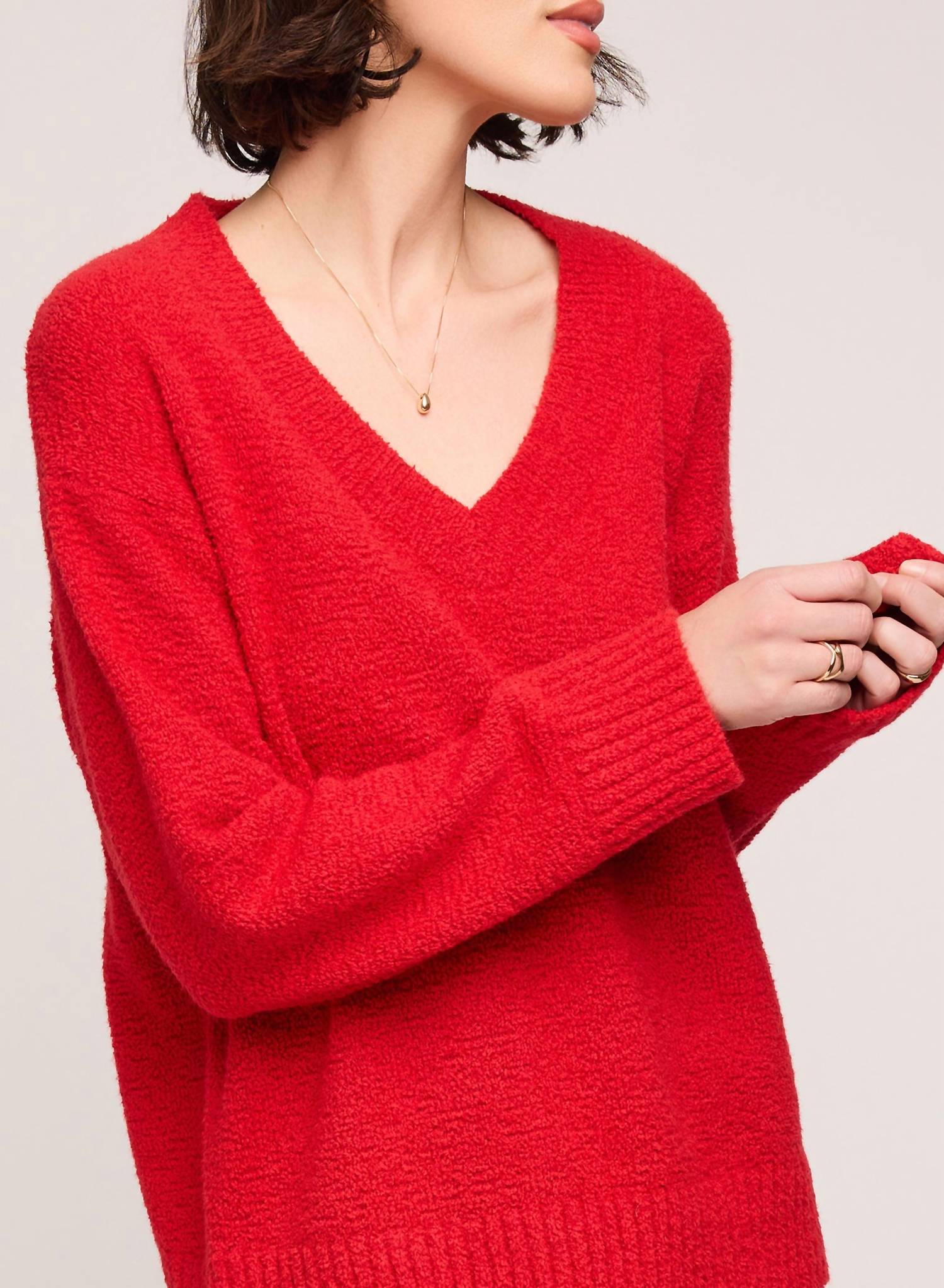 Gentle Fawn Tilda V Neck Sweater in red - women's sweater - alternate view