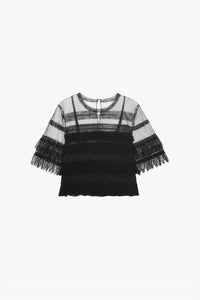The Great. - Winter Mesh Flounce Top