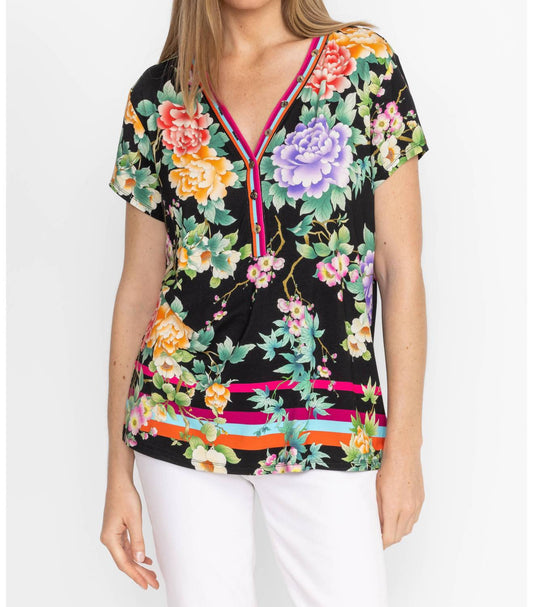 Johnny Was - LE JARDIN JANIE FAV BUTTON NECK TEE