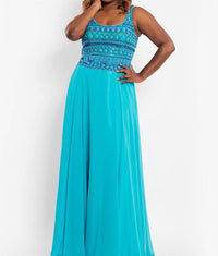 Rachel Allan - Scoop Neck Beaded Chiffon Prom Gown