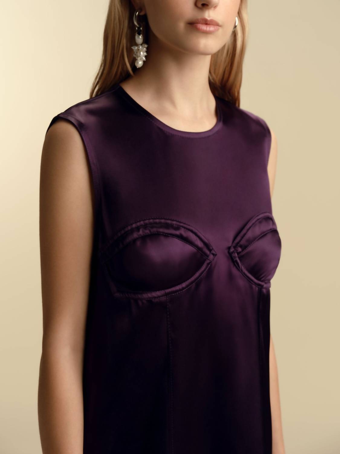 Marina Moscone - Satin Bust Detail Dress