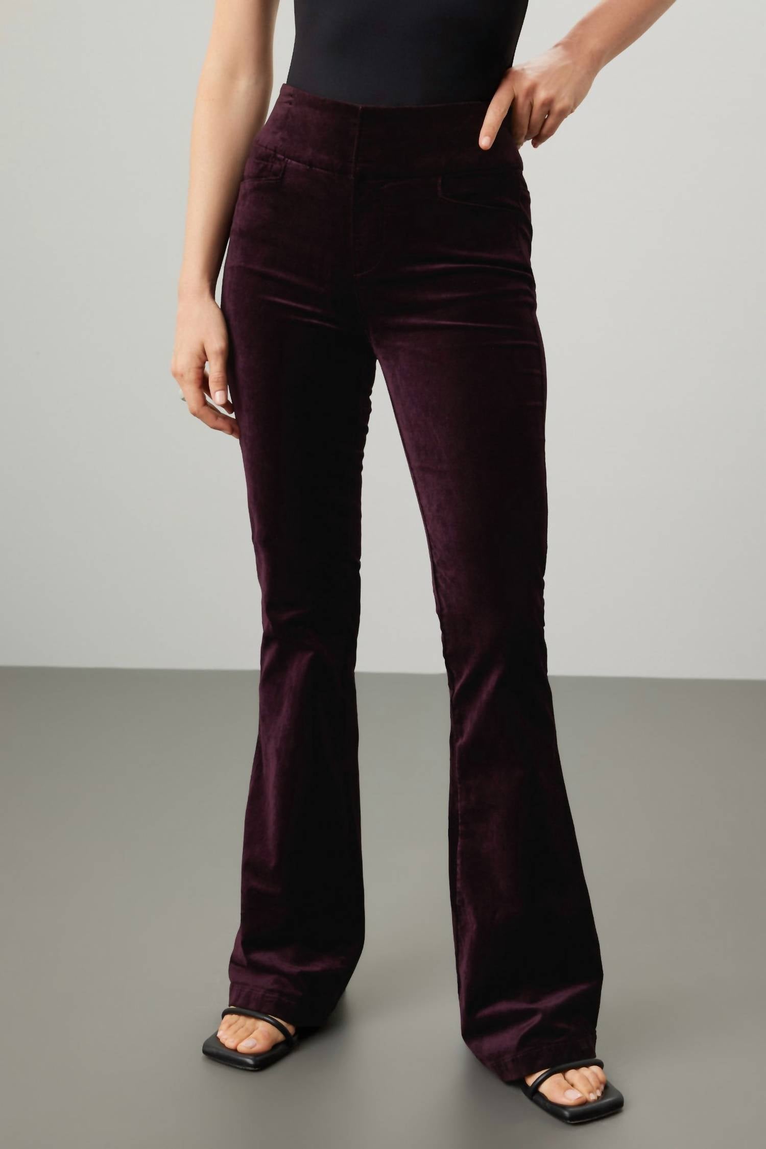 Paige High Rise Lou Lou Velvet Pants in black cherry - women's pants