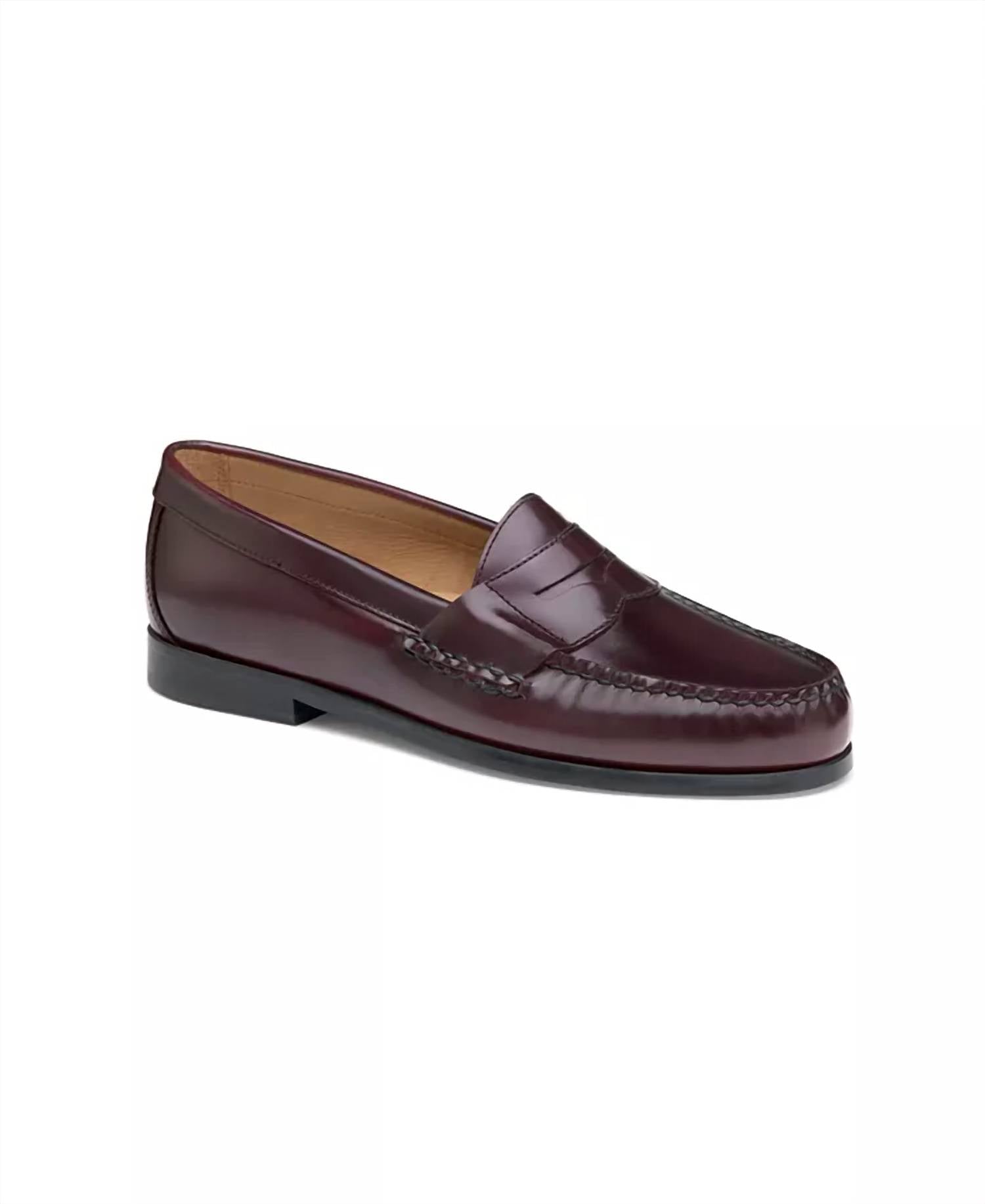 JOHNSTON & MURPHY Men's Hayes Penny Slip-on Loafers in burgundy - men's loafer