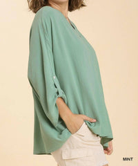 Umgee - High Low Dolman Sleeve Top - Plus