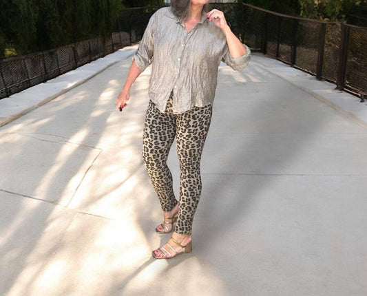 Made In Italy - Chic Leopard Print Italian Magic Pants
