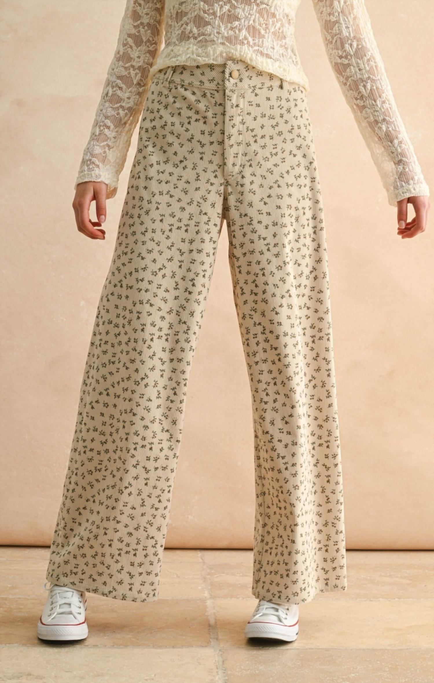 Miou Muse - Floral Corduroy Pants