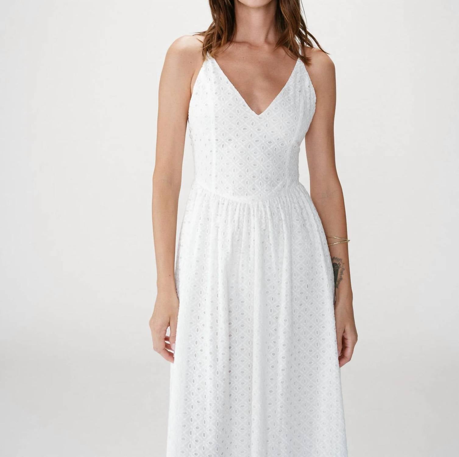 Grace & Mila - Wimala Long Flared Eyelet Dress