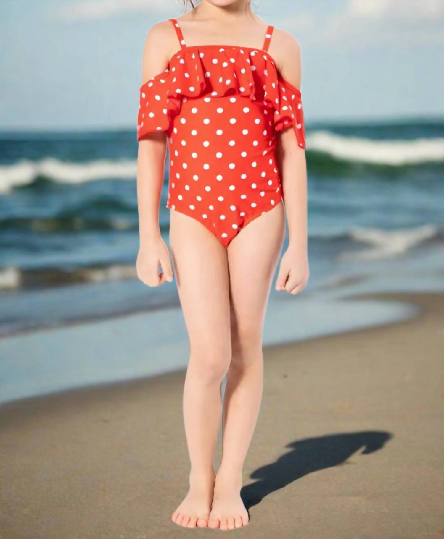 Marina West Swim - Girls Off Shoulder & Ruffled 1pc Swim Suit