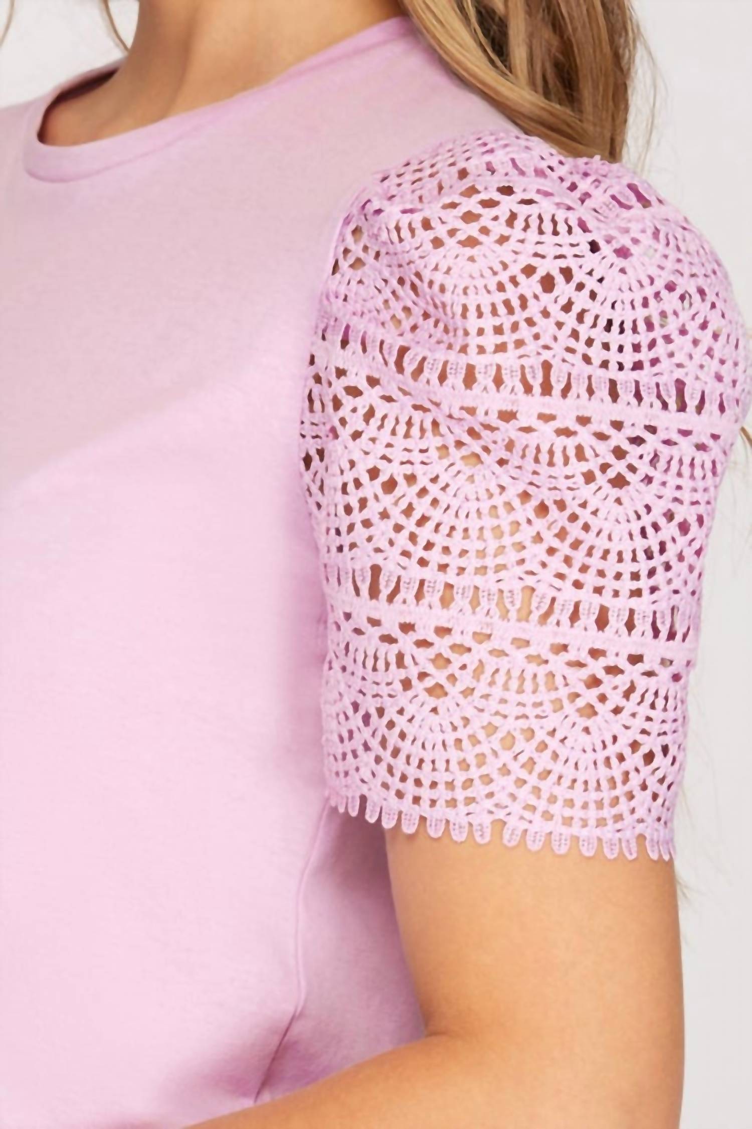 She + Sky - Crochet Sleeve Top