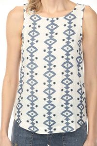 Charlie B - Printed Sleeveless Rounded Hem Top