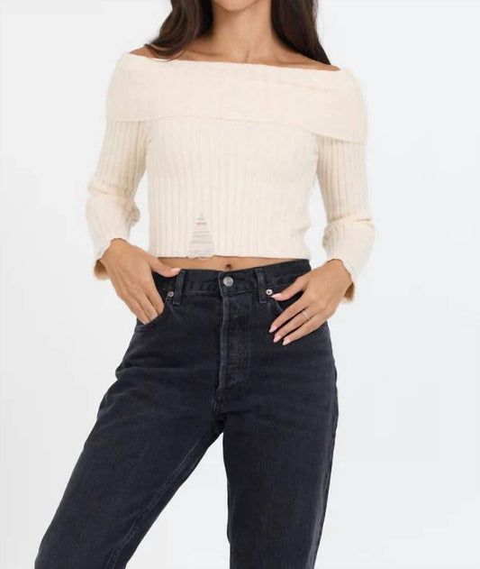 Vintage Havana - Distressed Off Shoulder Sweater