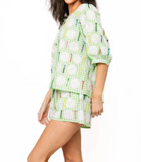 Queen Of Sparkles - Gingham Golf Ball & Tee Button Up Top