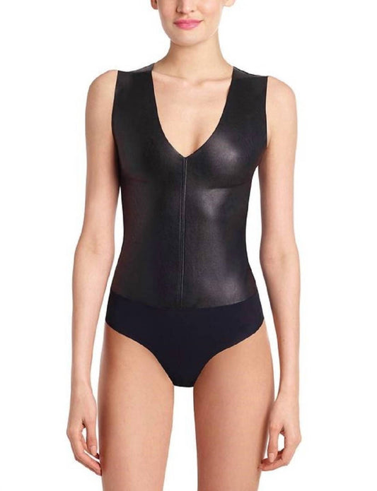 Commando - Faux Leather Deep-V Bodysuit