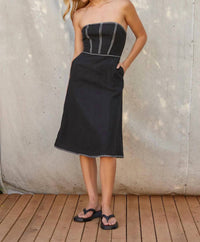 Crescent - Lesli Contrast Stich Midi Dress