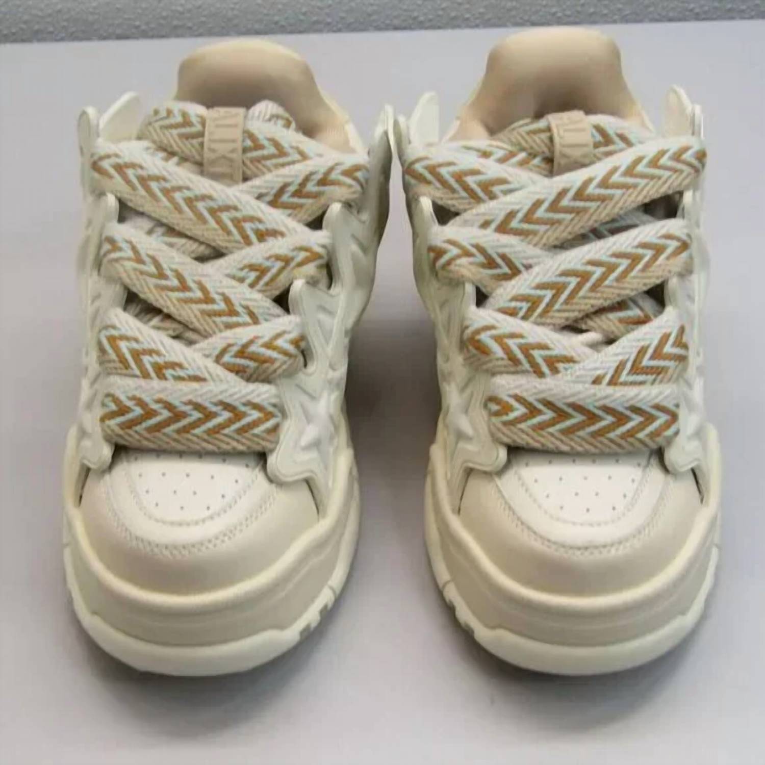 Kaalixto Women's Round Toe Sneakers in white cream - women's sneaker - detail view