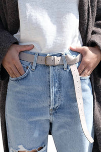 LAUREN MANOOGIAN Raw Leather Buckle Belt in gris - women's accessory - view 4