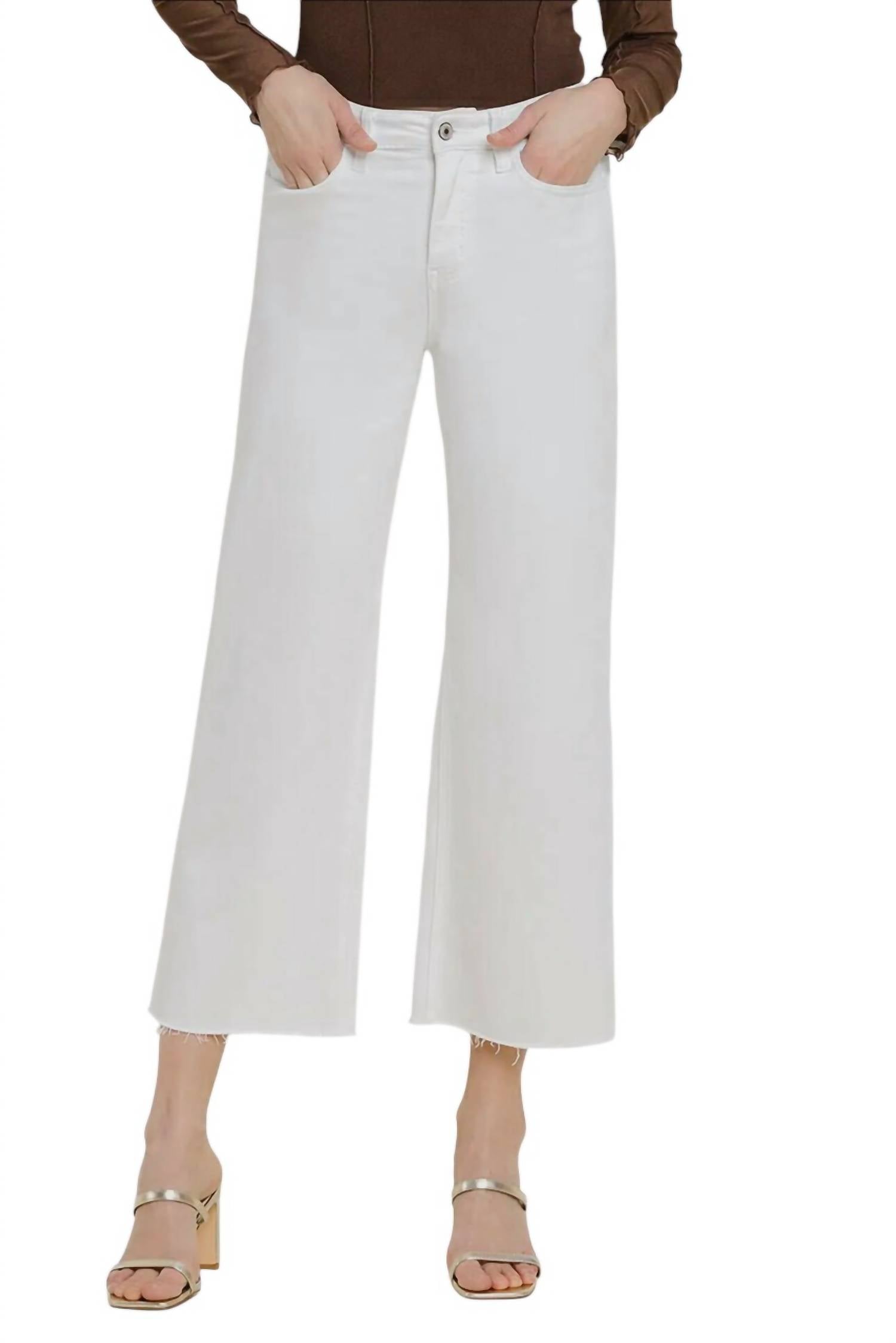 Vervet By Flying Monkey - High Rise Clean Cut Raw Hem Crop Wide Leg Jeans