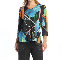 Jess & Jane - Rosalie Print V-Neck Top