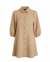 Dolce Cabo - Women's Faux Suede Puff Sleeve Shirt Dress