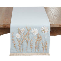 Saro Lifestyle - Embroidered Floral Decorative Table Runner