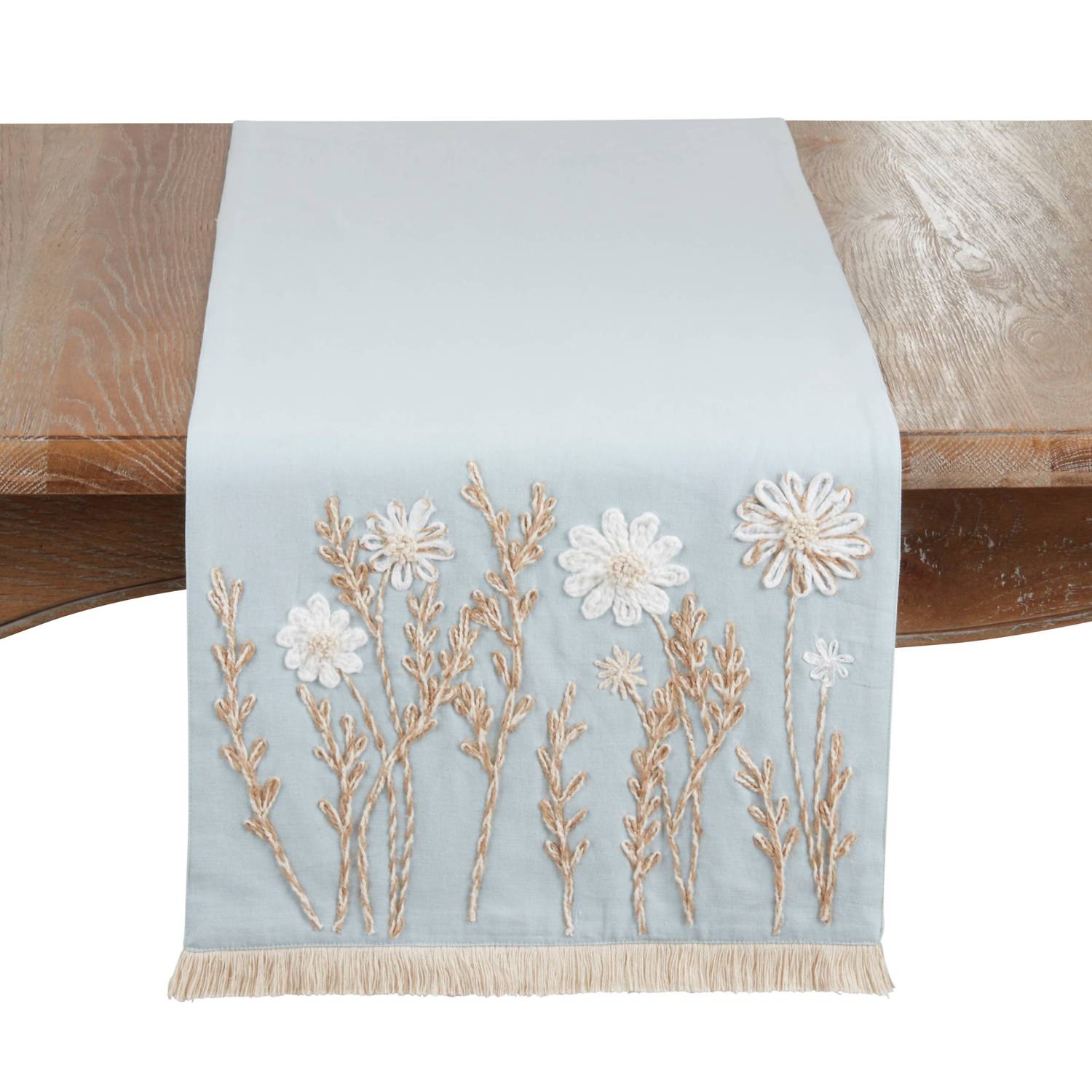 Saro Lifestyle - Embroidered Floral Decorative Table Runner