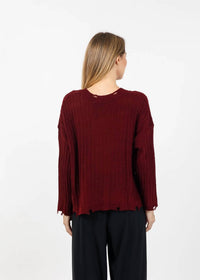 Terra - Contrast Stitch And Rib Sweater