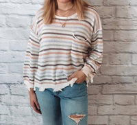 Miou Muse - Stripe Light Weight Long Sleeve Top