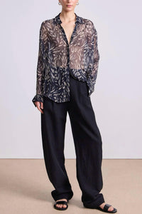 APIECE APART Alva Button Up Shirt in abstract animal midnight - women's shirt - view 4